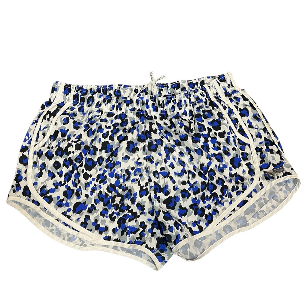 NWOT Calvin Klein Running Shorts Jaguar Bold Blue Pattern Women XL